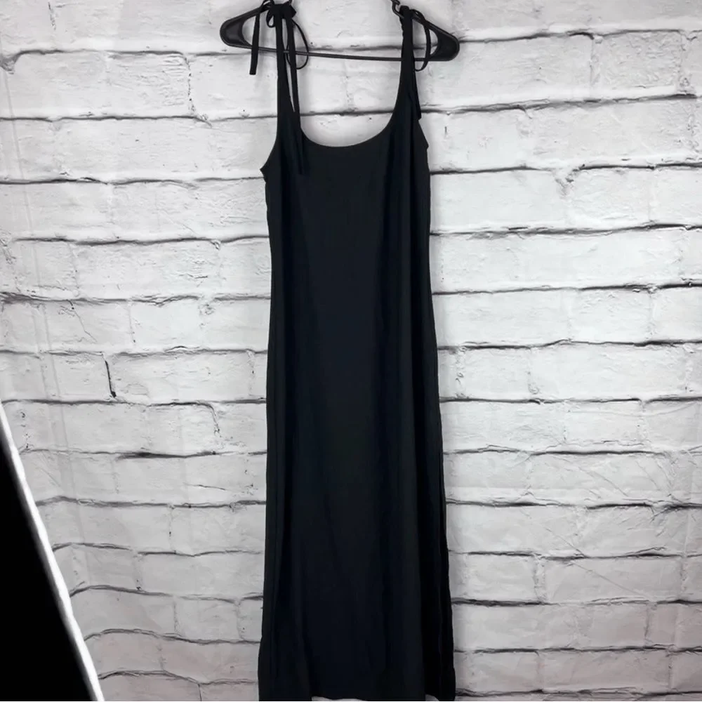 Lulus | Dresses | Lulusmade With Love Black Maxi Dress Tieshoulder Slit ...